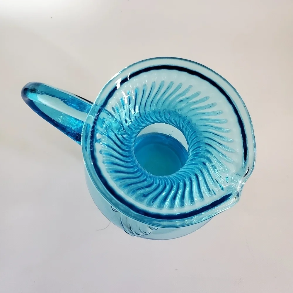 Indiana Glass TIara Glass Water Pitcher Clear Blue Vintage MCM - Picture 5 of 7